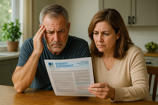 Couple reviewing electric bill